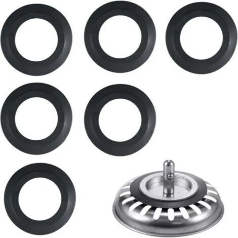 royaluxe-Joints d'évier, lot de 6, diamètre extérieur 54 mm, diamètre intérieur 32 mm, en élastomère pour bonde, pour cuisine, baignoire et évier (1/5)