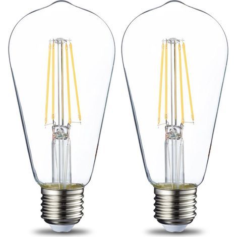 Packung mit 2 Vintage-LED-Glühbirnen, Edison-Sockel E27 ST64, 6 W, klares Glühfaden, nicht dimmbar [Energieklasse E] (1/5)