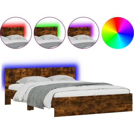 Maison Exclusive - Estructura de cama cabecero y luces LED roble