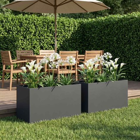Cache-pot de jardin 2 pc Anthracite 80 x 50 x 50 cm (1/5)