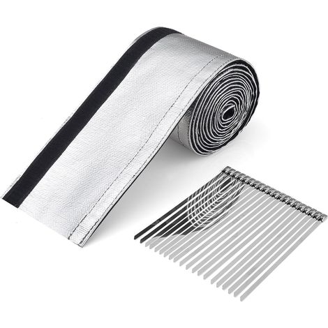 Housse de protection thermique aluminisée 300 x 15 cm avec 20 serre-câbles en acier inoxydable de 20 cm pour protéger les conduites de carburant (1/5)