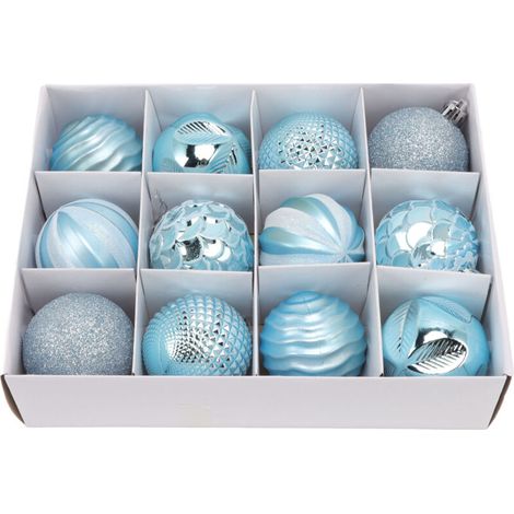 Set of 12 Decorative Christmas Tree Baubles, Ideal for Birthday Parties and Home Decoration (Blue) (1/5)