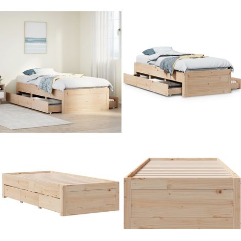 vidaXL Massivholzbett ohne Matratze mit Schubladen 75x190 cm (1/5)