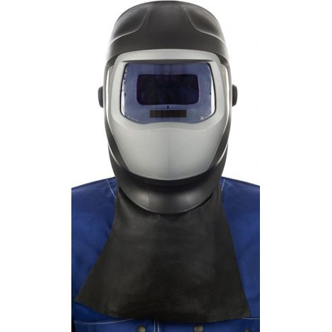 Lot 10 Protections de Cou en Cuir Fleur de Porc Noir WELDAS - Anti-Projection & Chaleur - Fixation Velcro - Cagoule Soudage