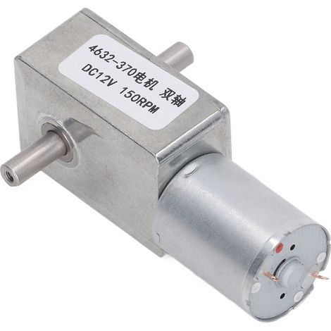 12-V-Gleichstrommotor mit Schneckengetriebe, Doppelwelle, Ganzmetall-Mikrogetriebemotor 4632-370, 150 U/min (1/5)