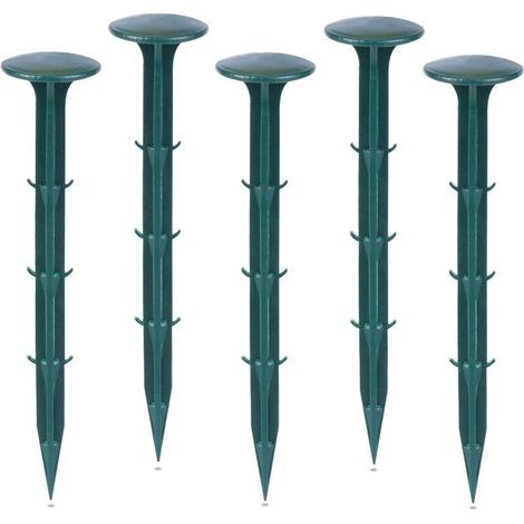 DBBEGK Piquets de fixation de jardin en plastique, pour fixer les matériaux de désherbage, protection UV (100 pièces, vert) (1/4)
