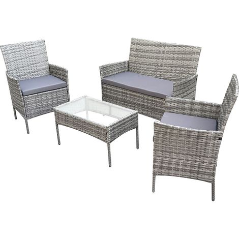 SVITA BROOKLYN Gartenlounge 4-tlg. Gartenmöbel Set Sitzgruppe Polyrattan Grau