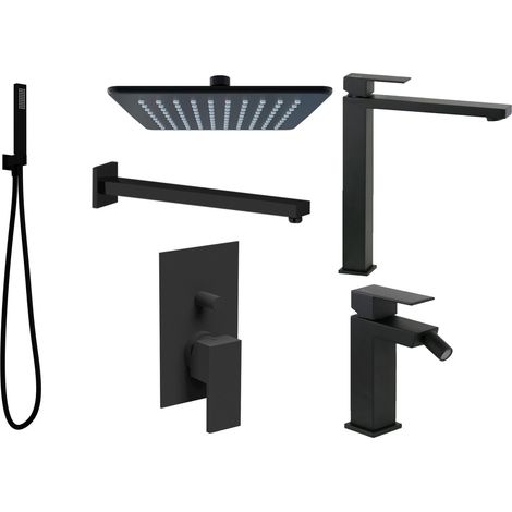 Kit completo per bagno modello quadro in finitura nero opaco Ponsi Italia R KITITALIAR5NO (1/5)