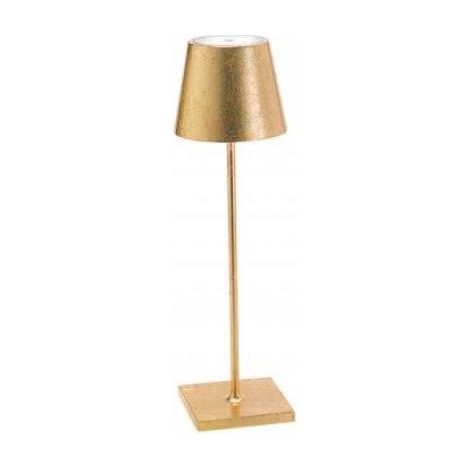 Lampada a led da tavolo Poldina Pro Foglia Oro ricaricabile e dimmerabile con batteria fino a 12 ore