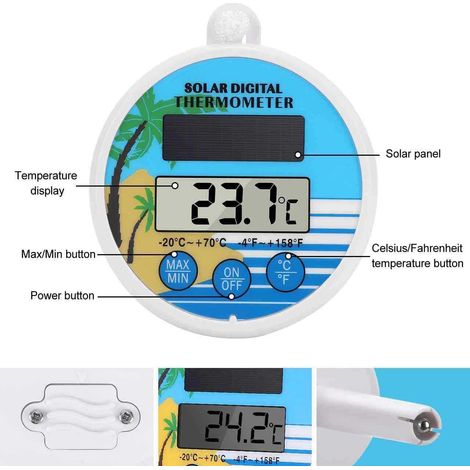 Thermomètre-piscine solaire 1 pièce, bleu, 14080mm (1/4)