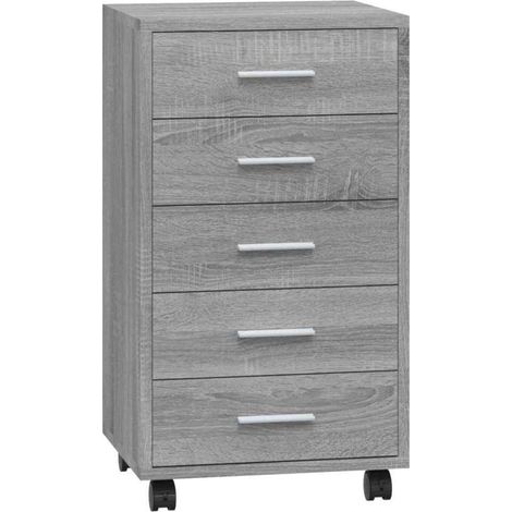 Drawer Cabinet with Castors Grey Sonoma Engineered Wood vidaXL