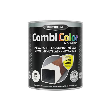 Rust-Oleum CombiColor peinture métal antirouille sans zinc blanc signalisation RAL 9016 brillant 750 ml