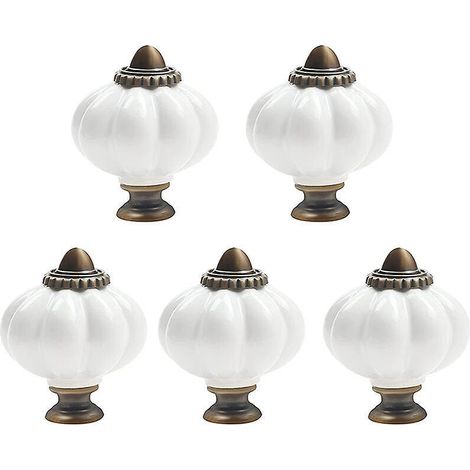 5x Bouton - Blanc Meuble Acrylique En Forme Citrouille Avec Vis Poignee De Tiroirs Rond Vintage