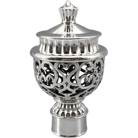 Gardinenstangen mit dekorativer Kunststoffleiste, geeignet für Stangen mit einem Durchmesser von 2,6 bis 2,8 cm (durchbrochene Laterne, silber, 6 Stück). (1/5)