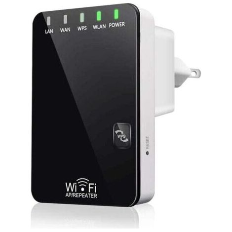 Répéteur WiFi Amplificateur sans Fil Puissant, WiFi Extender Booster 300Mbps 2.4Ghz, 2 Port Ethernet, WPS, Facile à Installation, Compatible avec Tous Les routeurs, AP/Routeur/Répéteur Mode (1/5)