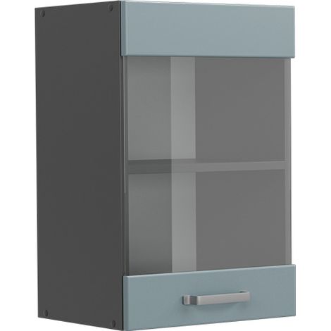 Küchenglasschrank R-Line, Blau-Grau, 40 cm, Vicco