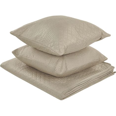 Bedspread with Cushions SHUSH 140 x 210 cm Taupe (1/5)