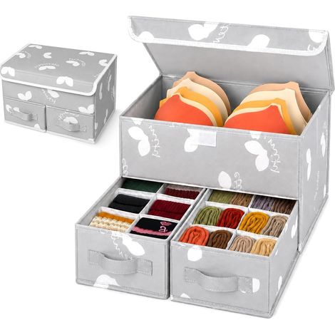 Séparateur de tiroir pour chaussettes et sous vêtements – Organisateurs de placards et de commodes, boîtes à vêtements avec couvercle pour soutien-gorge, leggings, chemise, culotte (1 Pièces) (1/5)