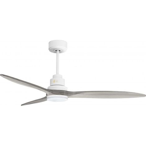 Tenerife - Super destratificateur et ventilateur DC 132 cm Blanc pales bois gris avec Lumière 25 à 35 m² (1/5)