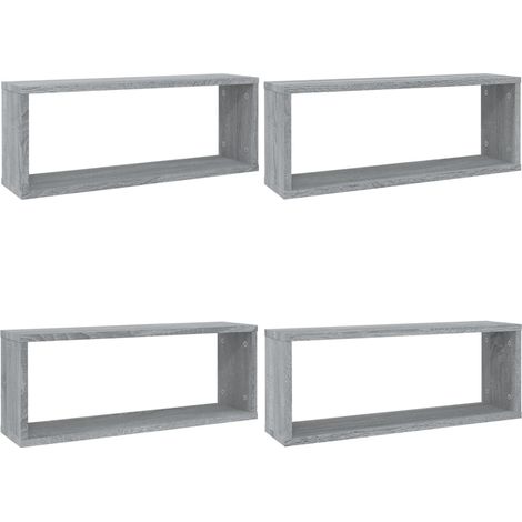 vidaXL Mensole Cubo Muro 4 pz Grigio Sonoma 60x15x23 cm in Multistrato