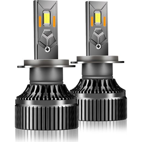 Ampoules Phare LED Auto F8 H7, Puce 7535 CSP 15 Cœurs, 400% Plus Lumineuses, Canbus Intégré, 1:1 Plug & Play, Lot de 2 (1/4)