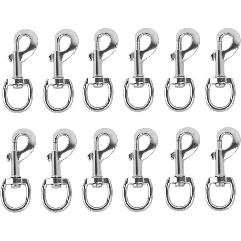 Clip Chien,12 Pcs Boulon à Fermoir Homard 360° Mousqueton Pivotant Clip à Ressort de Déclenchement Pivotant en Alliage de Zinc Crochets avec Emerillon pour Sangle Sacs Camping Randonnée Porte-clés (1/5)