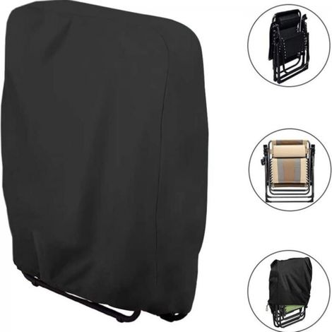 BEBUSINGOTO Housse de Protection pour Chaise Longue Pliante (noir) W71×H110cm, 1 Pièces Housse Transat Jardin Anti-poussière, Imperméable, Anti-UV, Housse Relax Jardin 210D Oxford pour Fauteuil Relax (1/5)