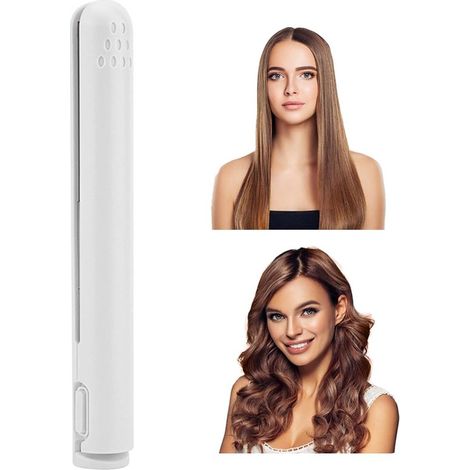17×3,5×3,5 cm - Mini fer à friser double fonction 2025 - Fer à lisser et à friser 2 en 1 - Fer à friser portable pour tous types de cheveux (blanc) (1/5)