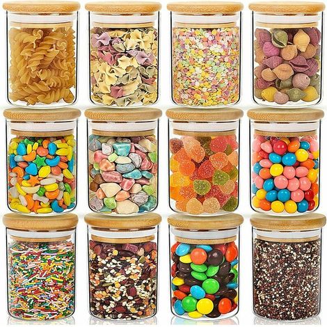 Glasvorratsglas. Luftdichter Glasbehälter zur luftdichten Aufbewahrung, geeignet für alle Arten von Müsli, Tee, Snacks, Trockenfrüchten usw. (1/5)