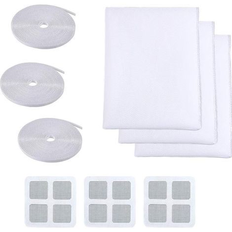 Fenster-Moskitonetze, 3-teilig, 150 cm x 200 cm, Insektenschutz für Fenster, Moskitonetz für Fenster, Moskitoschutz-Set (Weiß) (1/5)