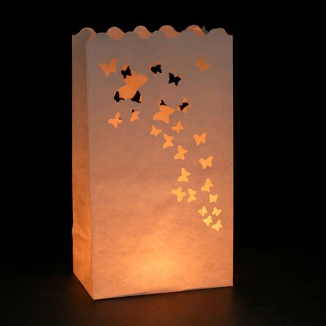 Papillons, 20 pièces, sachets blancs pour bougies, lanternes résistantes à la flamme, L (1/5)