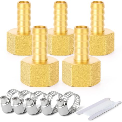 2 pièces raccords embout cannelé acier inox 304, 10 mm vers filetage mâle BSP 3/4", raccord compression eau, carburant, air - 1/2" F X 12MM (5 PCS) (1/5)