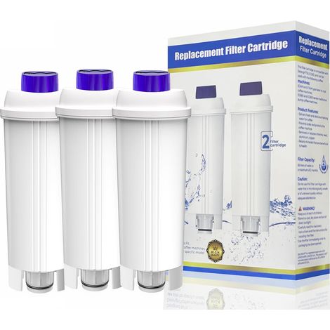 Filtri acqua DLSC002 per macchine da caffè con smorzatore a carboni attivi, filtro acqua di ricambio Delonghi compatibile con macchine da caffè ECAM, Esam, ETAM, BCO, EC (confezione da 3) (1/4)