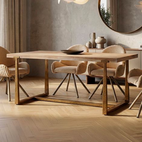 Mesa de comedor rectangular para 4 a 6 personas Elowen de madera (1/5)