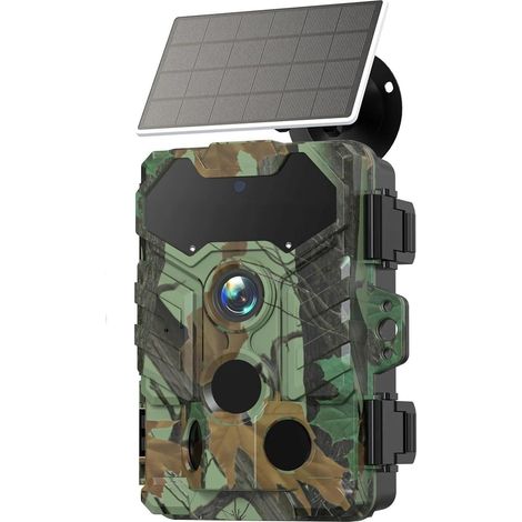 Caméra Faune Sauvage Caméra Solaire WiFi De Traînée sans Fil 32MP Vision Nocturne Infrarouge IP66 Étanche 10,000mAh Batterie Chasse À La Faune Surveillance Fiable Précise(Add 128GB) (1/5)