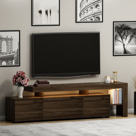 Mobile Porta tv Trasacco, un Ripiano, Apertura Battente, a Ribalta, 3 Ante, 192x37x53h cm Marrone Noce (1/5)