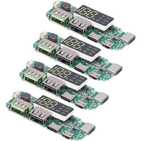 4 Stück mobile Powerbank-Ladeplatinen mit zwei USB-Anschlüssen (5 V, 2,4 A) und Überladeschutz (1/5)