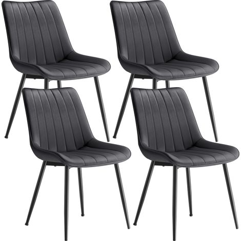 SONGMICS Lot de 4 Chaises de Salle à Manger, Velours, Chaise Cuisine, Supportant Jusqu’à 120 kg, Pied en Acier, Dossier Ergonomique, pour Salle à Manger, Cuisine, Gris et Noir d’Encre (1/5)