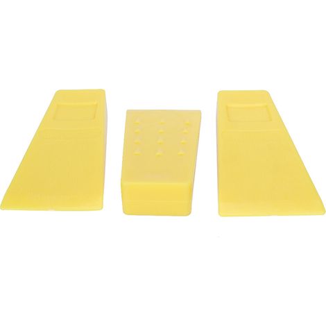 Lot de 3 coins de bûcheronnage en plastique 14 cm jaunes pour abattage arbres accessoires tronçonneuse (1/5)