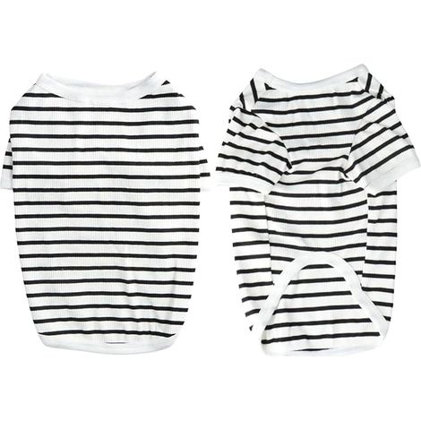 T-Shirt à Rayures pour Chien Chemises pour Chiens D'été T-Shirt en Coton Doux et Respirant, Chihuahua Manches Courtes Vêtements pour Chiens et Chats de Petite (S) (1/5)