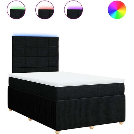 Maison Exclusive - Sommier à lattes de lit avec matelas noir 120x190 cm tissu (1/5)