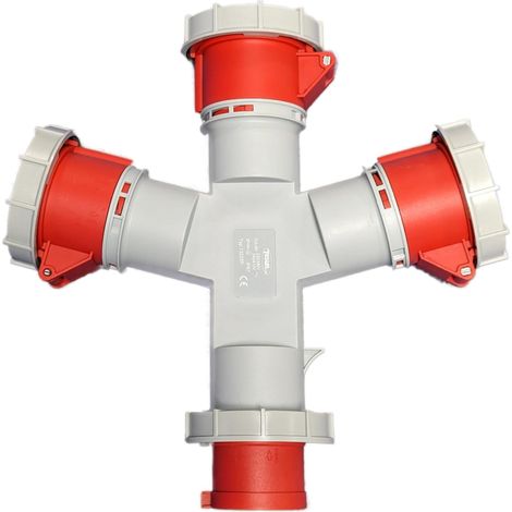 Adaptador Industrial 3 tomas IP67  3P+N+T  32A  380-415V, IP67