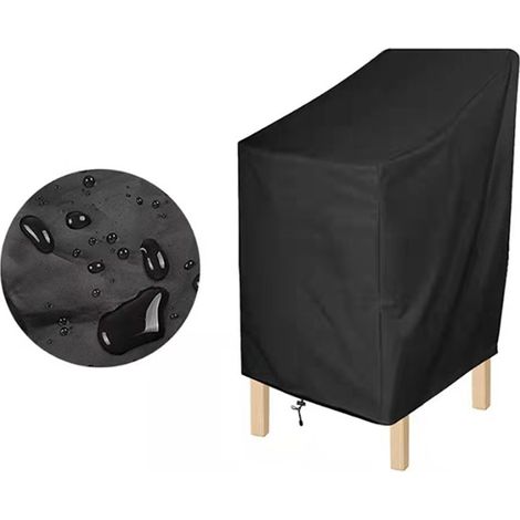 Housse de jardin pour 6 chaises empilables, imperméable et résistante aux UV, en tissu Oxford 210D, 114 x 85 x 65 cm, noire (1/4)