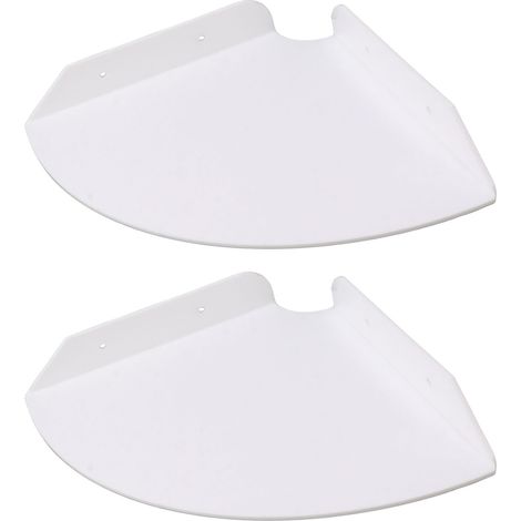 Lot de 2 étagères d'angle flottantes murales, quart de rond, blanches, pour chambres, salons et salles de douche. (1/5)