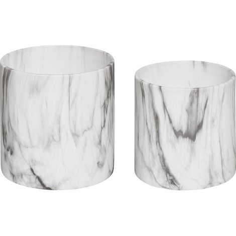 Set di 2 vasi in ceramica di marmo bianco e nero d12 d15cm - Atmosphera créateur d'intérieur (1/5)