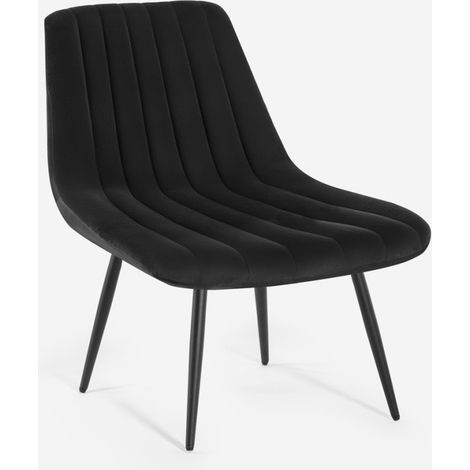 Poltrona salotto design moderno seduta a coste tessuto velluto Rajin - Nero