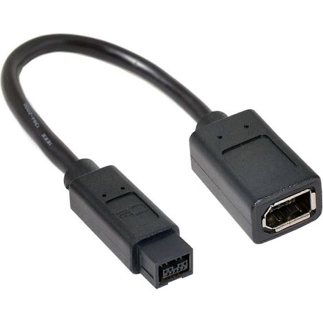 Câble convertisseur FireWire 400 vers 800 (2025) de 20 cm de long, IEEE 1394 femelle 6 broches vers IEEE 1394b mâle 9 broches. (1/5)