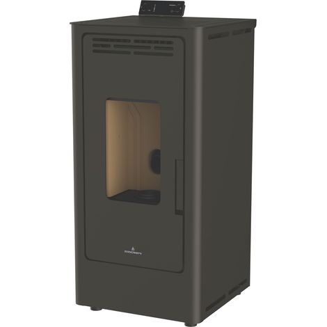 BRONPI - Estufa de Pellet Color Negro Modelo KIRA-NE de 9 kW