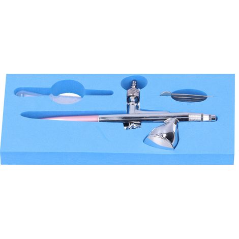 Kit pistolet à peinture aérographe G1/8, ensemble d'art pour la peinture, le modélisme et la décoration intérieure, rose (1/5)