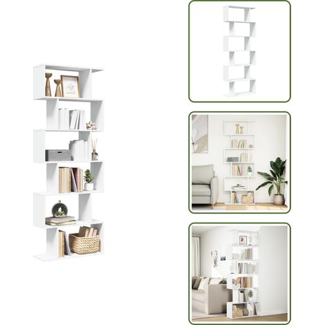 The Living Store Raumteiler-Bücherregal 6 Etagen Weiß 70x24x193 cm Holzwerkstoff - Bücherregal (1/5)
